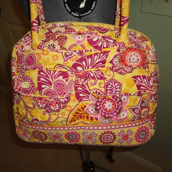 VERA BRADLEY Yellow & Red Quilted Large Cloth Tote Purse - Picture 2 of 8